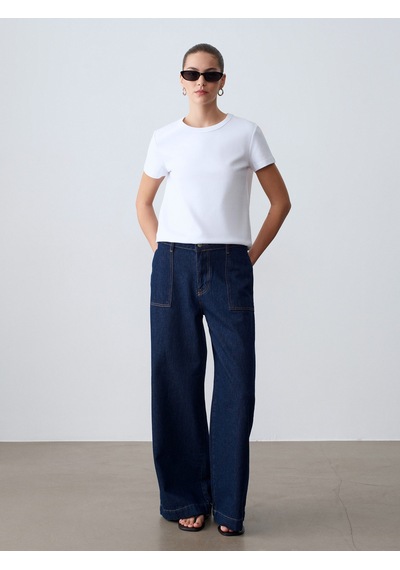 Dilvin 32779 Bisiklet Yaka T-shirt-beyaz