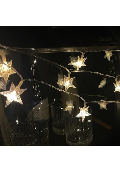 Led Işıklı 28'li Yıldız Işık Zinciri Dekoratif Fişli Aydınlatma Ev Dekorasyonu Süsleme Salon Oda Merdiven Balkon Süslemeleri İçin Yılbaşı Eğlence Doğum Günlerine Özel Aydınlatma 30 Metre
