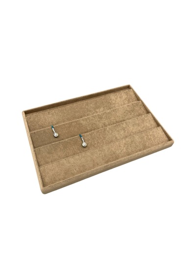 Süet Kumaş Sütlü Kahve Renk 34/24 Cm Enine Küpe Standı