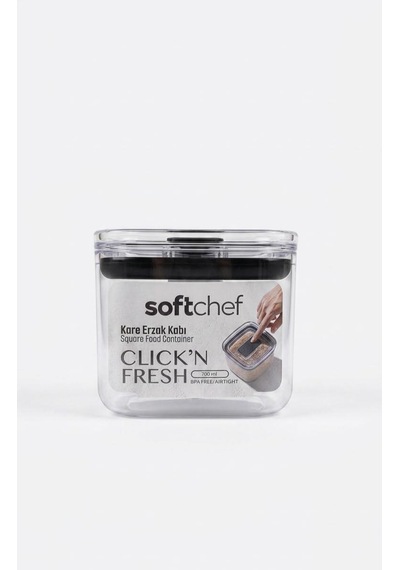 Fresh Hava Geçirmez Kare Plastik Erzak Kabı 700 Ml - Vakumlu Tek Tuş Kapaklı Şeffaf Plastik Bakliyat, Un Ve Şeker Saklama Kabı, Bpa İçermez 10,5x10,5x9cm