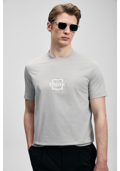 Lufian Thınk Modern Grafik T- Shirt Gri Gri 111020310100150