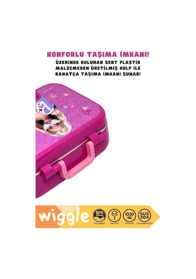 Bento 1030ml Lunchbox Barbie Temalı Lisanslı Tek Katlı 2 Bölmeli Paslanmaz Çelik Sefer Tası Yemek Kutu Çok Renkli