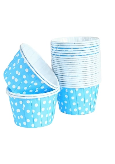 Kağıt Muffin Kek Kalıbı Puantiyeli Mavi