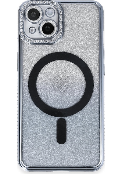 Newface Apple Uyumlu iPhone 14 Kılıf Joke Simli Magneticsafe Kılıf - Mavi
