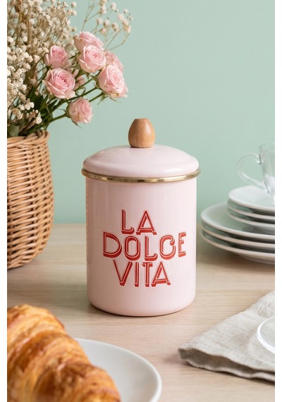 Dolce Vita Büyük Boy Emaye Kavanoz Pembe