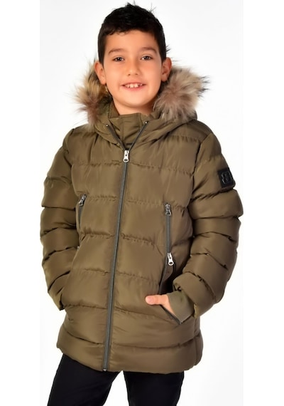 Benitto Kids Natürel Kürklü Erkek Çocuk Mont 51248-haki Haki