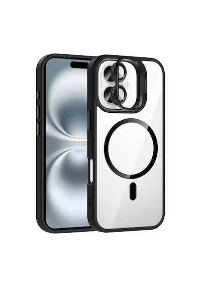 Zore Apple Uyumlu iPhone 16 Kılıf Standlı Ve Kamera Lens  M-safe Şarj Özellikli Msra Etro K Siyah