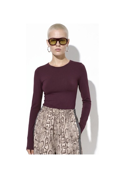 Hiccup Busem Slim Fit Yuvarlak Yaka Uzun Kollu Bluz Bordo - Kırmızı