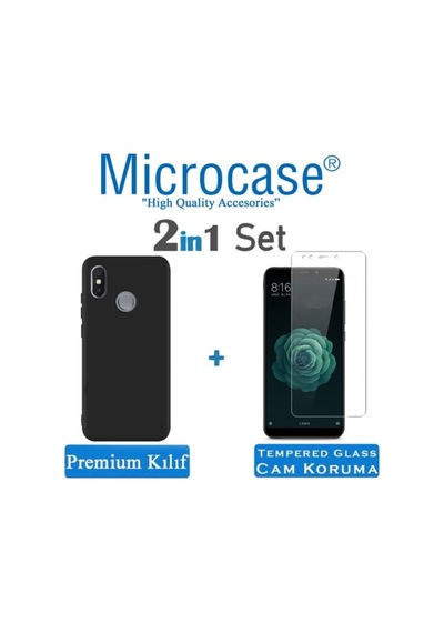 Microcase Xiaomi Mi A2 - Mi 6X Premium Matte Silikon Kilif + Cam 299696312 - Seçenek / Renk-Cam-Kirmizi-Tempered Glass Istemiyorum