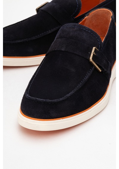 Dericlub Erkek Hafif Tabanlı Toka Detaylı Loafer Gerçek Süet Deri Cr 2406 Lacivert