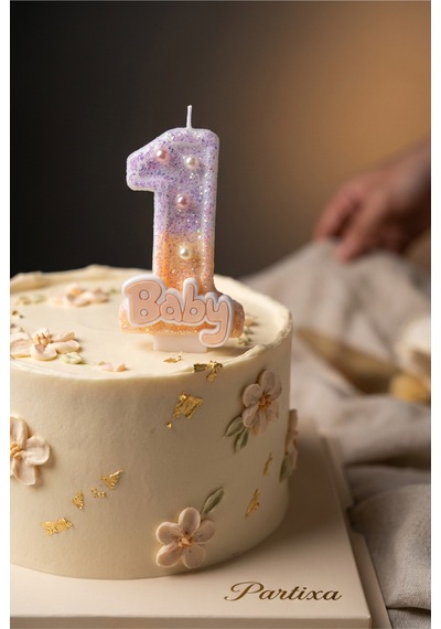 Sarı Baby Rakam Mum Doğum Günü Pasta Süsü