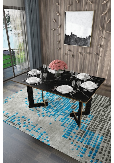 Asra Trend Yemek Masası YM-02 %100 MDF Modern Mutfak Masası Salon Masası Royal Mermer