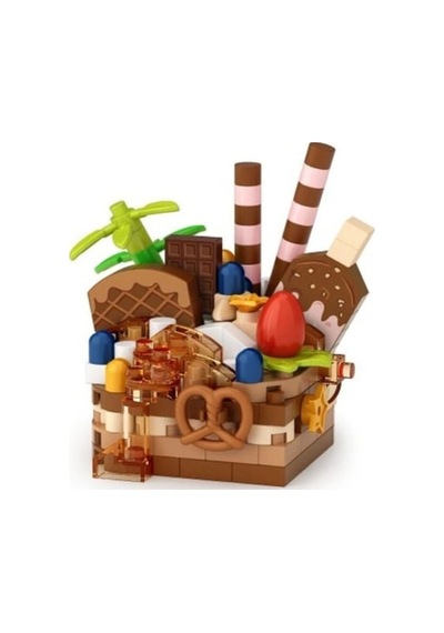 Mey İthalat Lz-8642 Çikolatalı Pasta 160 Parça Block Oyuncak-mini Poşet
