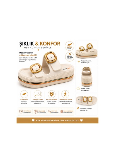 Tonny Step Dubai 7 Hafif Şık Tek Parça Ortopedik Plaj & Günlük Terliği Beyaz