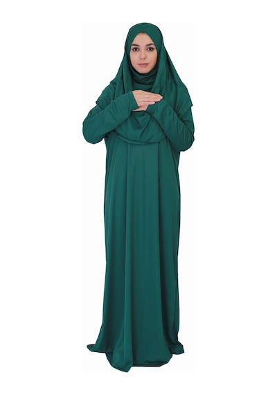 Zehranaz Namaz Elbisesi Kabe Yeşili Fermuarsız Namaz Elbisesi Çok Renkli