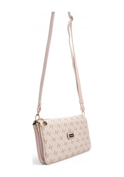 Silver & Polo Silver Polo Pembe - Pudra Monogram Kadın Çapraz Çanta Sp1291