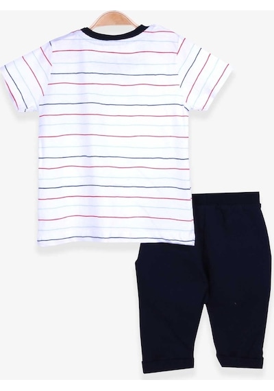 Breeze Erkek Bebek Kapri Pantolonlu Takım Ekru (6 Ay-2 Yaş)
