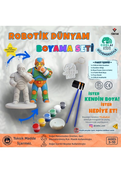 Codlaı Kids Robotik Dünyam 3d Boyama Seti - Çocuklar İçin Eğitici Yaratıcı Oyuncak Boyama Kiti - Şaşkın Robot