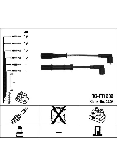 Buji Kablosu - Fiat Panda, 500, Grande Punto, Punto, Doblo, Fiorino, Qubo, Idea, Linea, Palio, Siena, Mito - Ngk-4746
