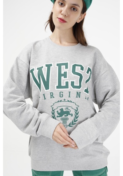 Brz Collection Unisex Oversize West Virginia Sweatshirt Gri