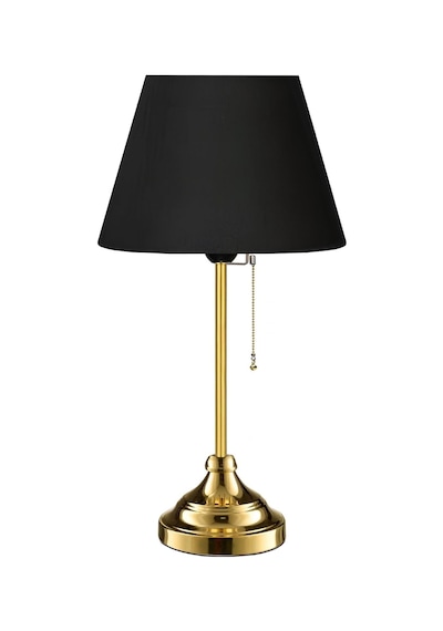 Tr Bohhem Edel Gold Gövdeli Abajur Kumaş Başlık Ayd-3109 Siyah Kumaş-22x17 Başlık-gold Gövde Yeni Abajur