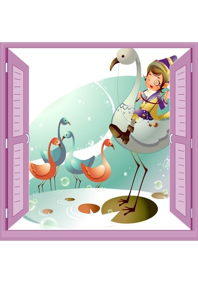 Çocuk Odası Bebek Odası Pencere Poster Duvar Kağıdı Kuşlar (498527174)