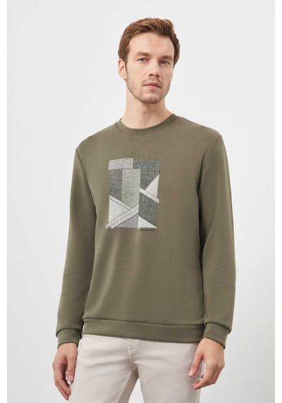 Morven Erkek Yeşil Trend Bisiklet Yaka Sweat-shirt 25ks063004700 Yeşil Yeşil