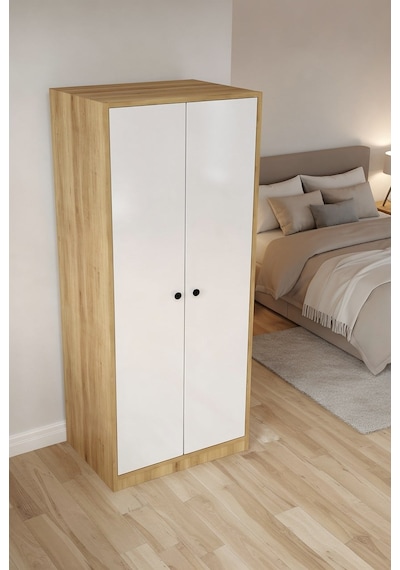 Moderno 2 Kapaklı 5 Raflı Askılıklı Gardırop - Safir Meşe Modüler Elbise Dolabı Safir Meşe Moderno 2 Kapaklı 5 Raflı Askılıklı Gardırop - Safir Meşe Modüler Elbise Dolabı Safir Meşe