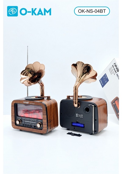 O-kam Ok-ns-04bt Bluetooth Gramofon Şömine Efektli Radyo