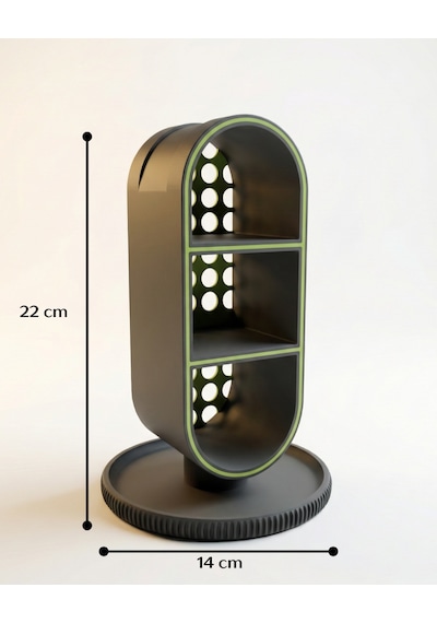 Elana Design Raflı Gamer Kulaklık Standı & Masa Üstü Organizer 1 Adet Mini Figür li - Galaksi Gri