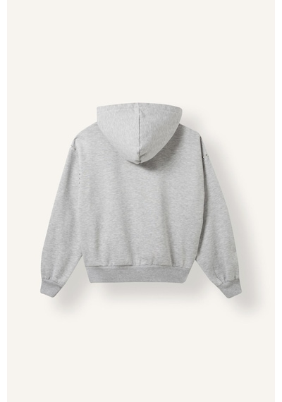 Defacto Boxy Fıt Kapüşonlu İşlemeli Kalın Sweatshirt I3345ax26wngr93 Gri-gr93