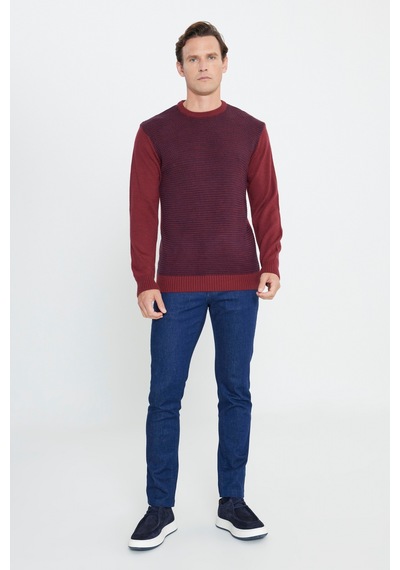 AC&Co / Altınyıldız Classics Erkek Bordo Laci Standart Fit Normal Kesim Bisiklet Yaka Petek Desenli Triko Bordo AC&Co / Altınyıldız Classics Erkek Bordo Laci Standart Fit Normal Kesim Bisiklet Yaka Petek Desenli Triko Bordo