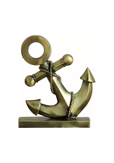 Vintage Metal Çapa Biblo Antik Bronz 16 Cm