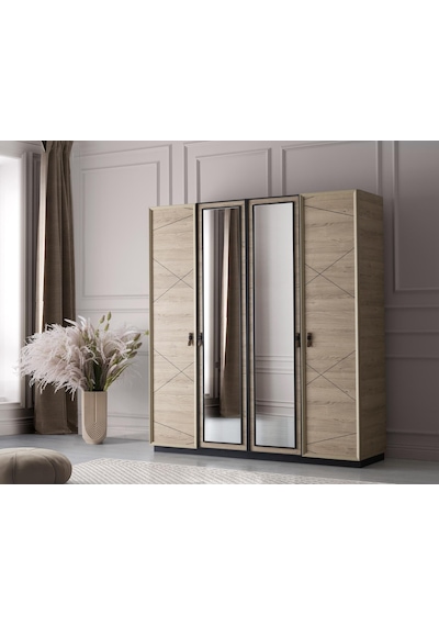 Vega 4 Kapaklı Modern Aynalı Elbise Dolabı Gardrop 180x50x200cm Vega 4 Kapaklı Modern Aynalı Elbise Dolabı Gardrop 180x50x200cm