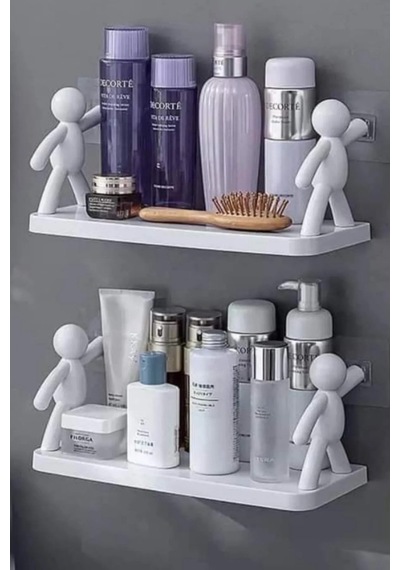 Baysa Siyah Rambo Süper Yapışkanlı Raf Banyo Ve Mutfak Raf 14x34cm Beyaz