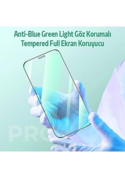 Ally Apple     Uyumlu iPhone 12 Pro Max Anti -blue Green Light Göz Korumalı Tempered Full Ekran Koruyucu- 5775