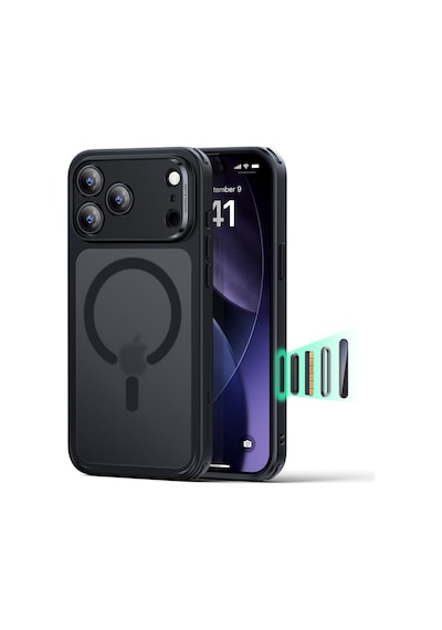 Esr Apple Uyumlu iPhone 17 Pro Kamera Kontrollü Manyetik Hibrit Kılıf buzlu Siyah Buzlu