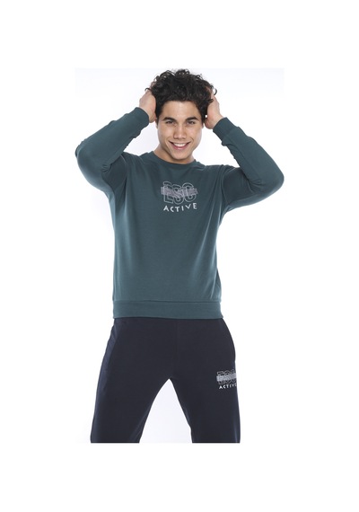 Erkek Spor Slimfit Yeşil Sweatshirt Takım Yeşil