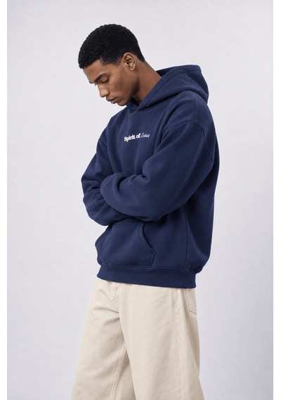 Respire Erkek Spirit Patch Detaylı Oversize Hoodie Lacivert