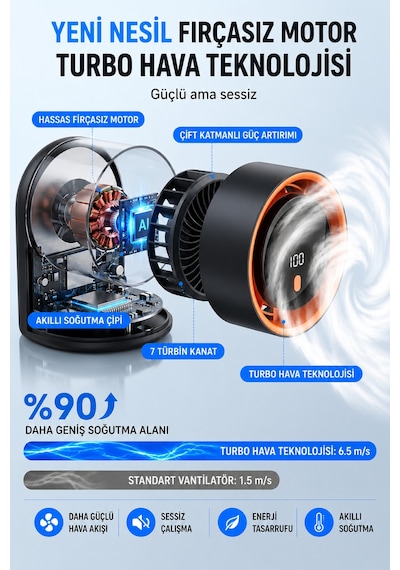 2'si 1 Arada Masa Vantilatörü Ve Nemlendirici Fan 450 Ml Su Hazneli Sessiz Çalışma Şarjlı Masa Vantilatörü 100 Kademe Rüzgar Hızı