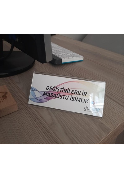 Tr Şeffaf Değiştirilebilir Yatay Masaüstü Isimlik - 15x7 Cm Genel
