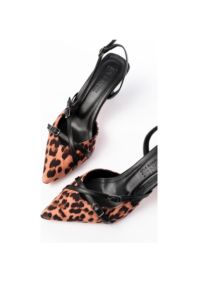 Aymood St-005 Leopar Günlük 7 Cm Topuklu Ayakkabı Kahverengi