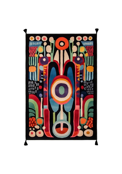 Artevo 10 Siyah Renkli Tasarım Soyut Desenli Halı İnce Halı Kilim Halı Oturma Odası Salon Halısı Renkli L