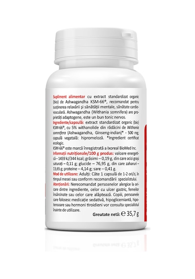 Ashwa/gandha Ksm-66 Forte 500 Mg 60 Vegan Kapsül