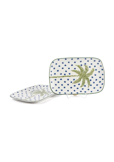 Mikasa Moor Palmiye Yeşil Mavi Dikdörtgen 2li Servis Tabağı 27x18cm-6041 Çok Renkli