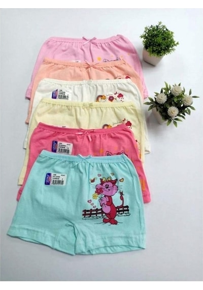 Sedef Yıldızı Sedef Yıldız Kız Çocuk Baskılı Karışık Renkli Boxer 1045 - 6 Ade