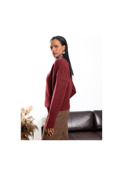 5in1Canpolat Bordo V Yaka Triko Kazak 7037 Bordo