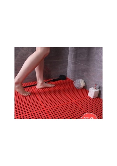 Pvc Paspas 90 X 150 Cm Kırmızı Banyo Kaymaz Yer Zemin Matı S-mat Zincir Desen Diğer