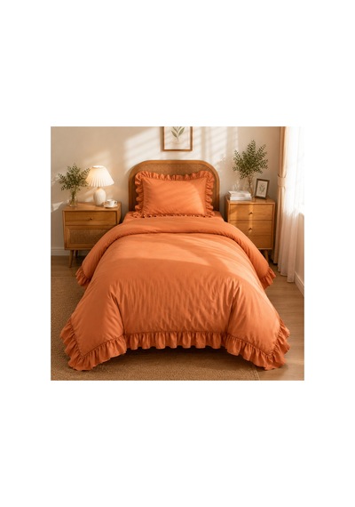 Fırfırlı Nevresim Takımı Light Cinnamon Tek Kişilik 2 Parça 160 X 220 Cm Açık Tarçın