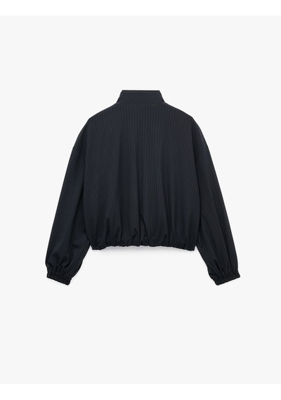 Koton Çizgili Dik Yaka Uzun Kollu Fermuarlı Oversize Bomber Ceket Lacivert Çizgili 7wak50049pw Koton Çizgili Dik Yaka Uzun Kollu Fermuarlı Oversize Bomber Ceket Lacivert Çizgili 7wak50049pw